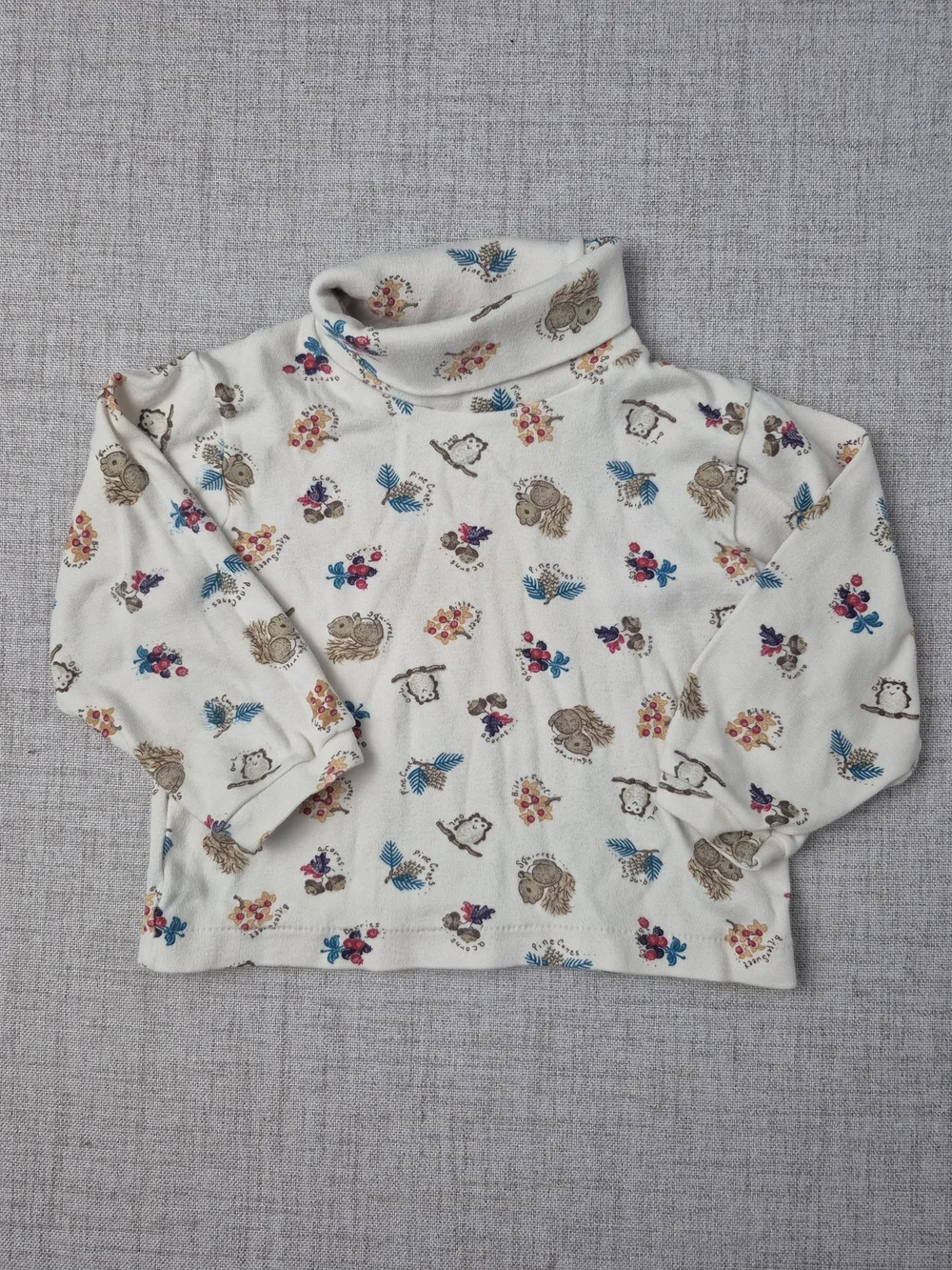 Vintage 90s Carter's Toddler Quilted Overalls & Turtleneck Set 18-24M Woodland